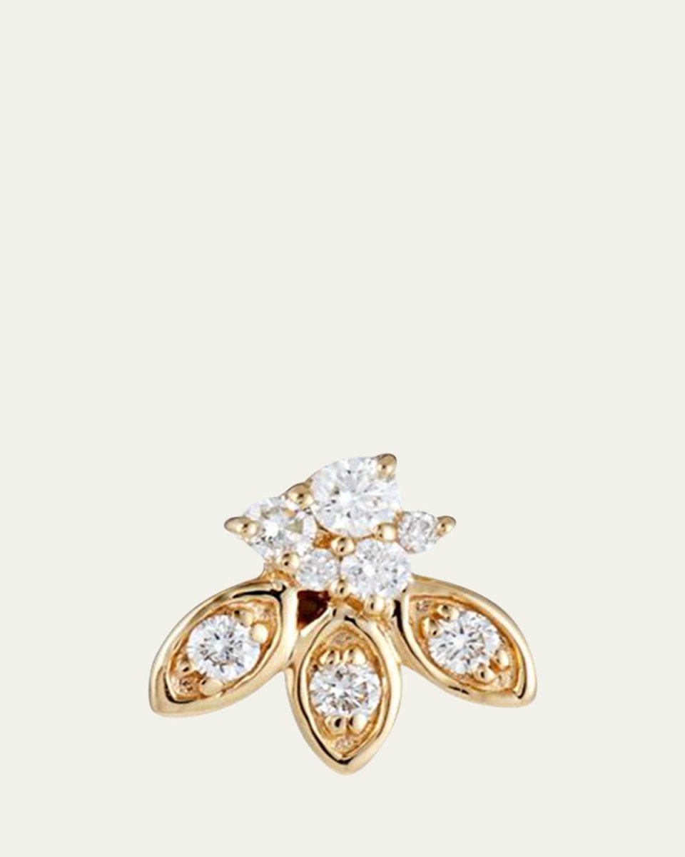 Single 14k Gold Diamond Petal Stud Earring